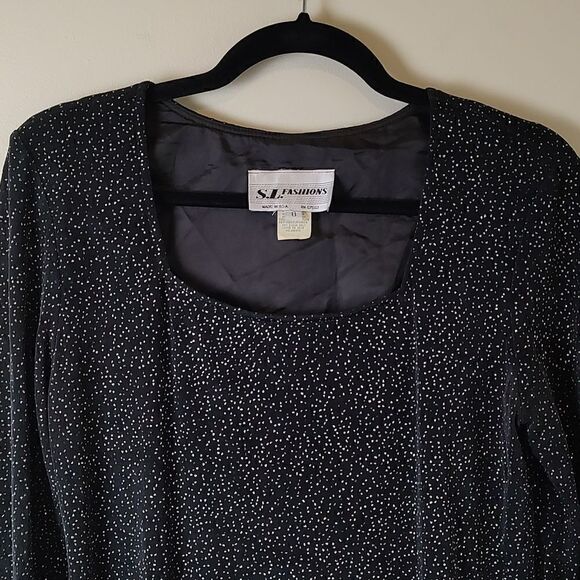 Vintage Pullover Style Stretchy Black Glitter Dress Size 8 - Picture 7 of 9